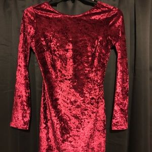 Lulu’s red velvet mini dress